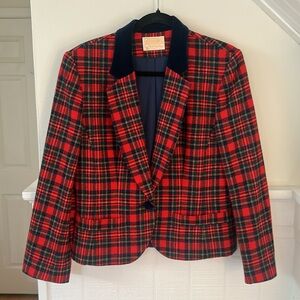 Pendleton Red Plaid Blazer with Navy Accents